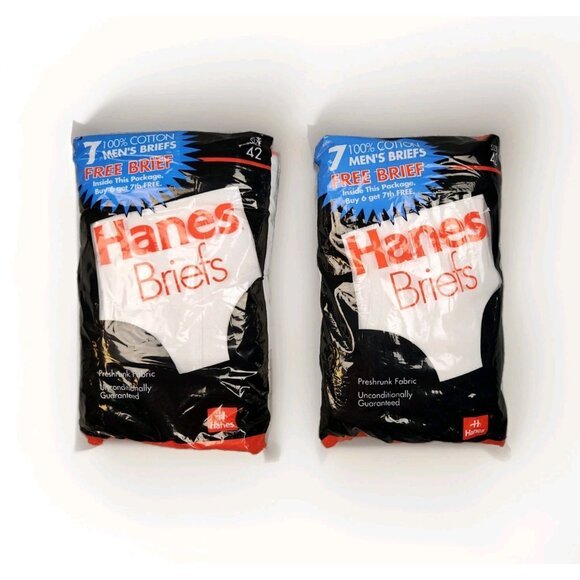 Hanes Other - VTG 1996 HANES Pack Of 7 (x2) Classic Briefs Men's Size 42 Briefs Underwear USA